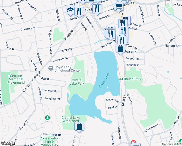 map of restaurants, bars, coffee shops, grocery stores, and more near 39 Sylvan Avenue in Wakefield