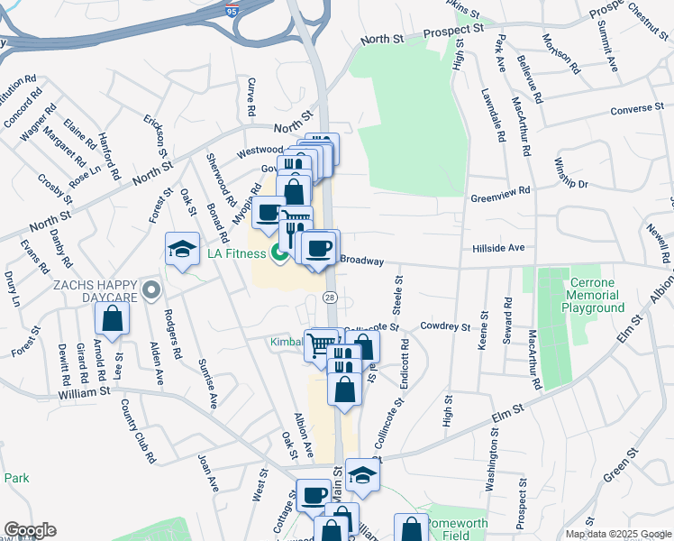 map of restaurants, bars, coffee shops, grocery stores, and more near in Stoneham