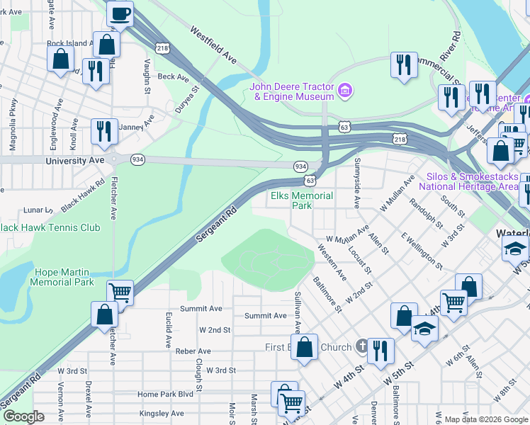 map of restaurants, bars, coffee shops, grocery stores, and more near 541 West Wellington Street in Waterloo