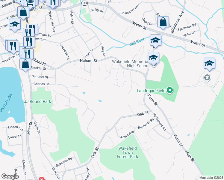 map of restaurants, bars, coffee shops, grocery stores, and more near 79 Stark Avenue in Wakefield