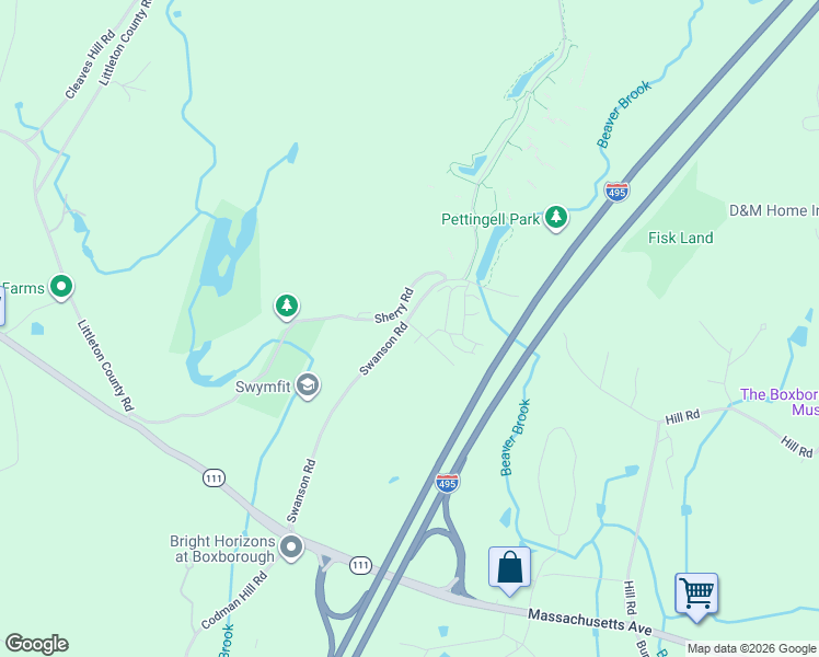 map of restaurants, bars, coffee shops, grocery stores, and more near 35 Swanson Court in Boxborough