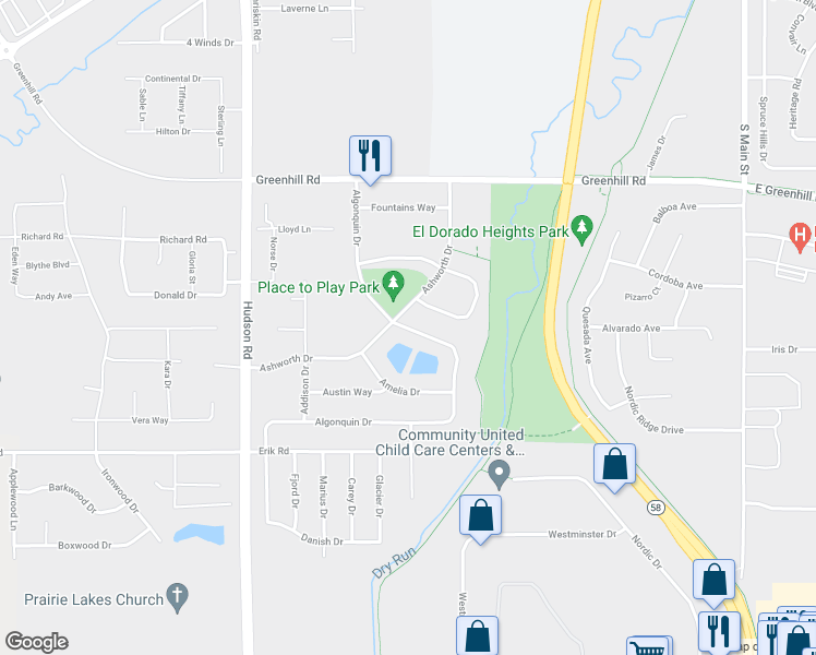 map of restaurants, bars, coffee shops, grocery stores, and more near 4748 Loren Drive in Cedar Falls
