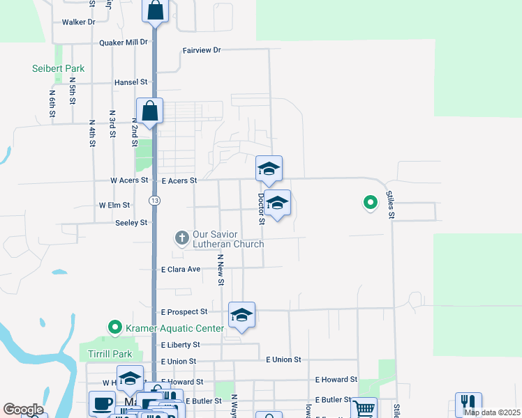 map of restaurants, bars, coffee shops, grocery stores, and more near 399 East Strickland Street in Manchester