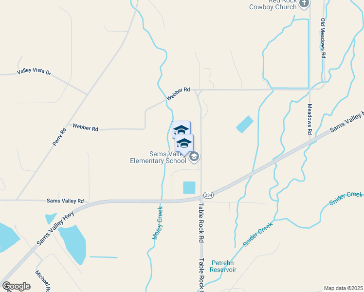 map of restaurants, bars, coffee shops, grocery stores, and more near 14235 Table Rock Road in Central Point