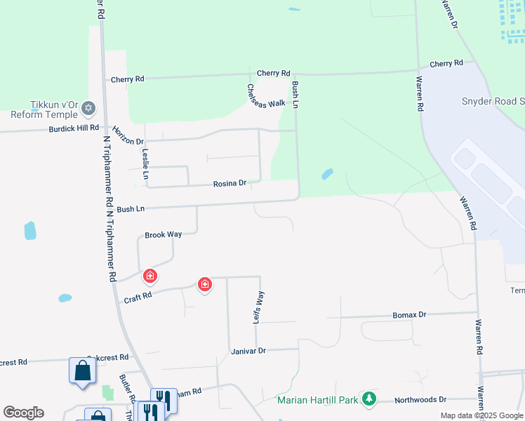 map of restaurants, bars, coffee shops, grocery stores, and more near 2 Millcroft Way in Ithaca