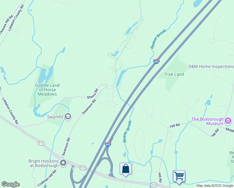 map of restaurants, bars, coffee shops, grocery stores, and more near 32 Spencer Road in Boxborough
