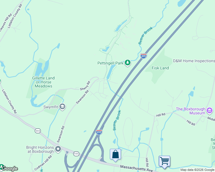 map of restaurants, bars, coffee shops, grocery stores, and more near 32 Spencer Road in Boxborough