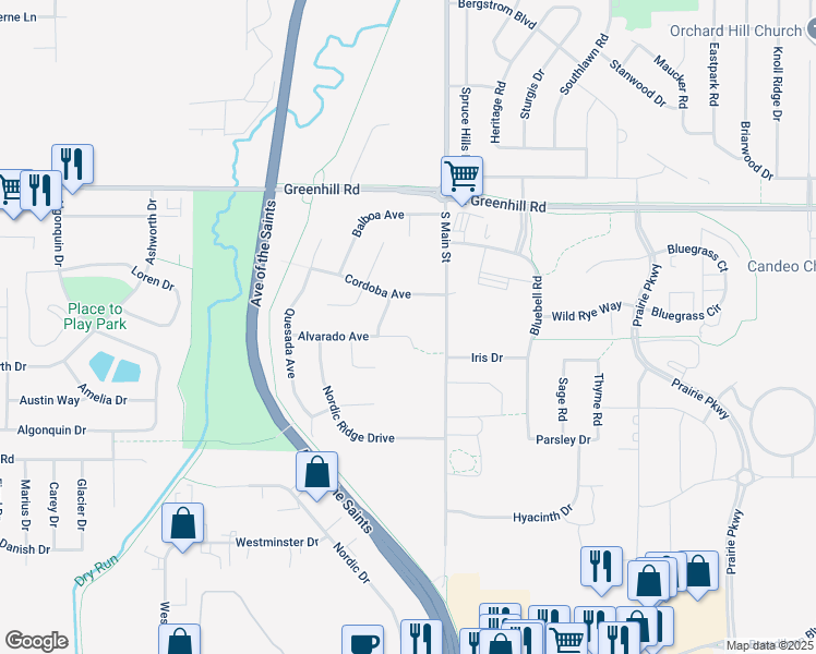 map of restaurants, bars, coffee shops, grocery stores, and more near 4806 Orellana Avenue in Cedar Falls