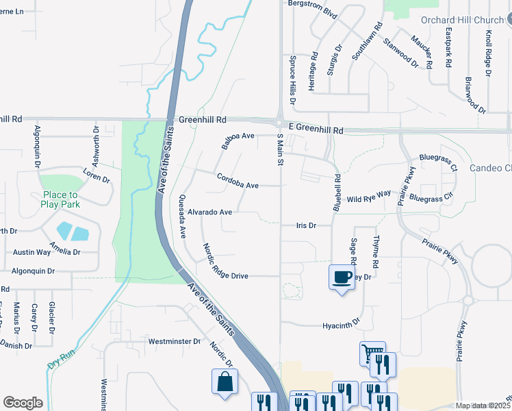 map of restaurants, bars, coffee shops, grocery stores, and more near 4806 Orellana Avenue in Cedar Falls