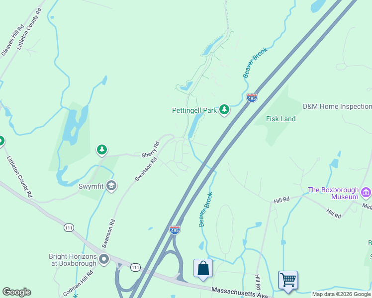 map of restaurants, bars, coffee shops, grocery stores, and more near 32 Spencer Road in Boxborough