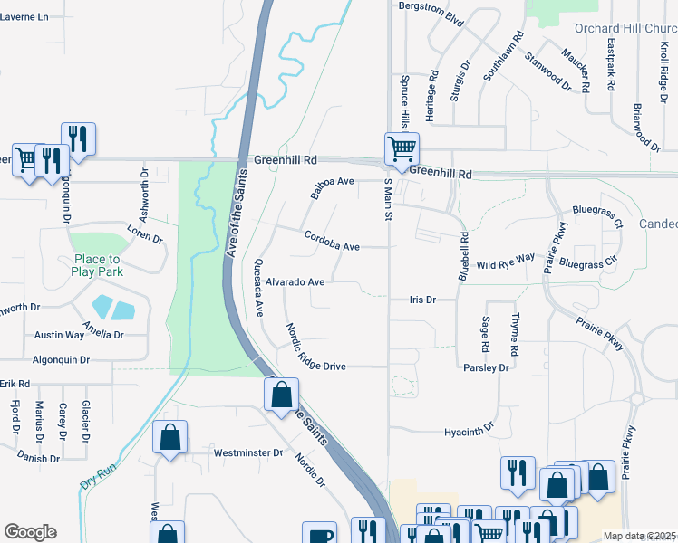 map of restaurants, bars, coffee shops, grocery stores, and more near 4806 Orellana Avenue in Cedar Falls