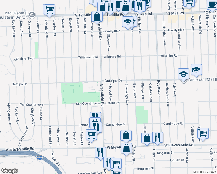 map of restaurants, bars, coffee shops, grocery stores, and more near 2519 Ellwood Avenue in Berkley