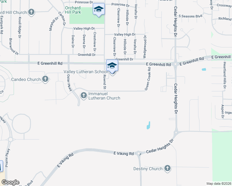 map of restaurants, bars, coffee shops, grocery stores, and more near 2209 Green Creek Road in Cedar Falls