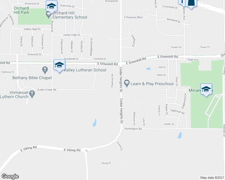map of restaurants, bars, coffee shops, grocery stores, and more near 4705 Chadwick Road in Cedar Falls