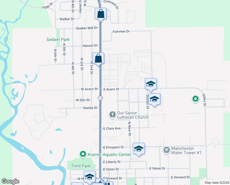 map of restaurants, bars, coffee shops, grocery stores, and more near 104 Huggins Court in Manchester