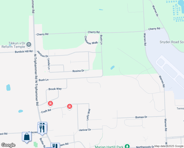 map of restaurants, bars, coffee shops, grocery stores, and more near 2 Millcroft Way in Ithaca