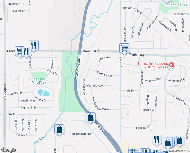 map of restaurants, bars, coffee shops, grocery stores, and more near 4711 Pizarro Court in Cedar Falls