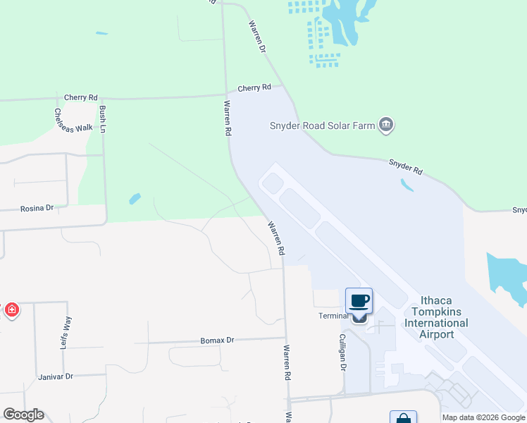 map of restaurants, bars, coffee shops, grocery stores, and more near in Ithaca