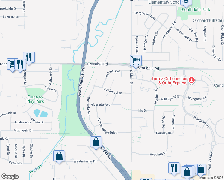 map of restaurants, bars, coffee shops, grocery stores, and more near 309 Cordoba Avenue in Cedar Falls