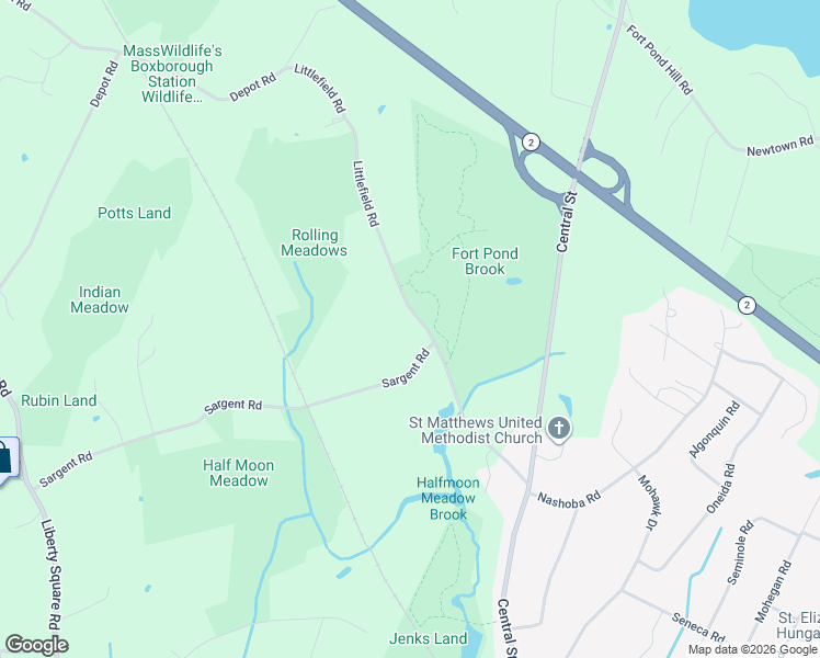 map of restaurants, bars, coffee shops, grocery stores, and more near 152 Littlefield Road in Boxborough