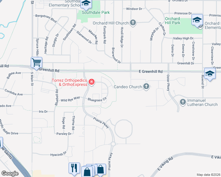 map of restaurants, bars, coffee shops, grocery stores, and more near 1209 Bluegrass Circle in Cedar Falls
