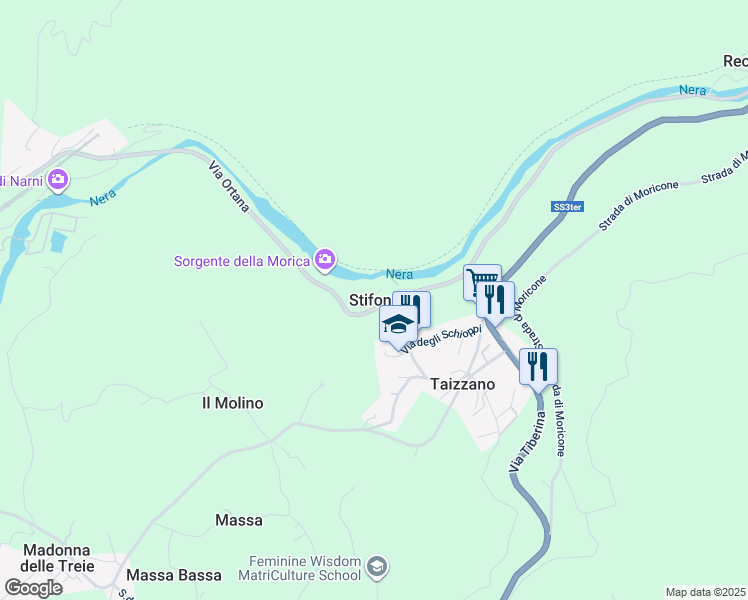 map of restaurants, bars, coffee shops, grocery stores, and more near 17 Località Stifone in Stifone