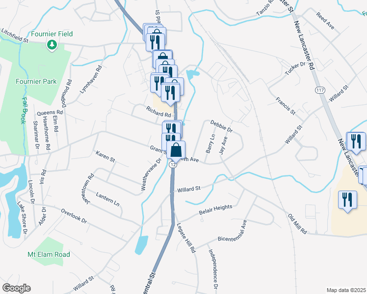 map of restaurants, bars, coffee shops, grocery stores, and more near 6 Beth Avenue in Leominster