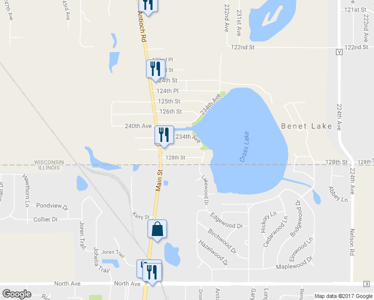 map of restaurants, bars, coffee shops, grocery stores, and more near 23503 127th Place in Trevor