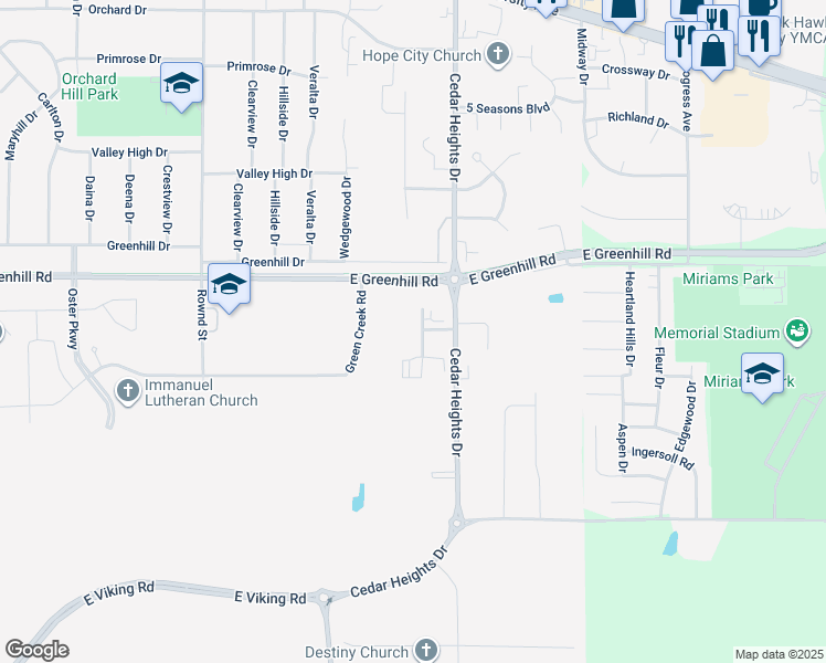 map of restaurants, bars, coffee shops, grocery stores, and more near 4528-4688 Chadwick Rd in Cedar Falls