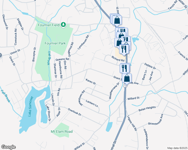 map of restaurants, bars, coffee shops, grocery stores, and more near 6 Karen Street in Leominster