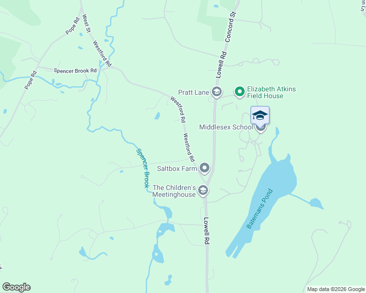 map of restaurants, bars, coffee shops, grocery stores, and more near 95 Westford Road in Concord