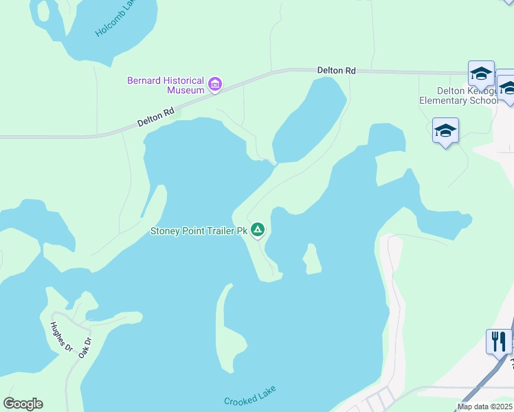map of restaurants, bars, coffee shops, grocery stores, and more near 10696 Stoney Point Drive in Delton