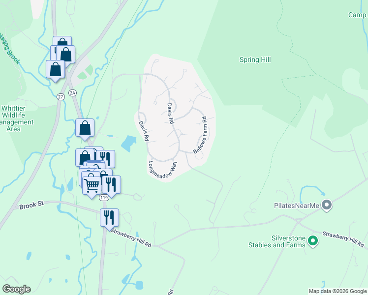 map of restaurants, bars, coffee shops, grocery stores, and more near 10 Settlement Way in Acton