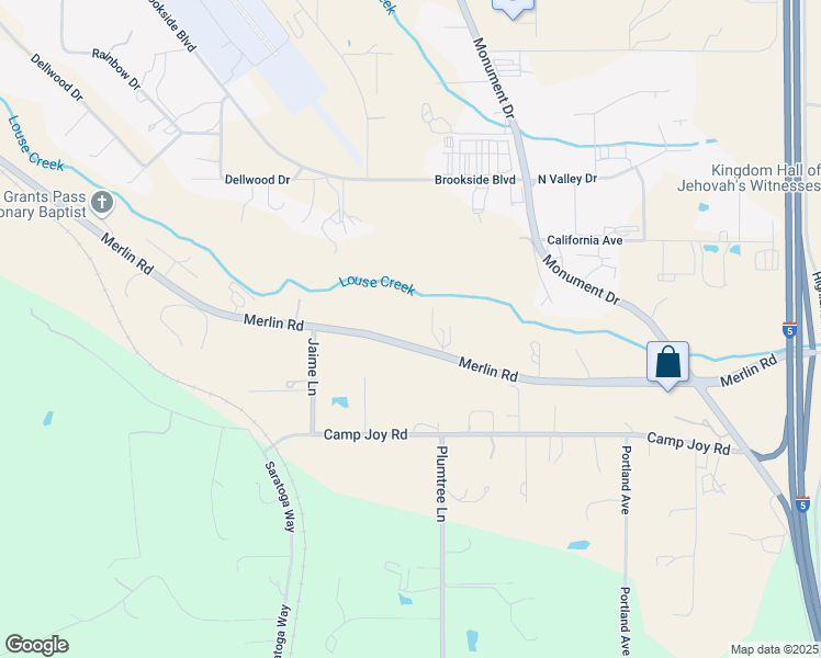 map of restaurants, bars, coffee shops, grocery stores, and more near 2950 Merlin Road in Grants Pass