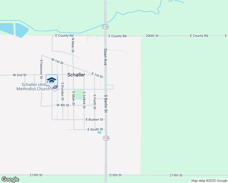 map of restaurants, bars, coffee shops, grocery stores, and more near 499 East 3rd Street in Schaller