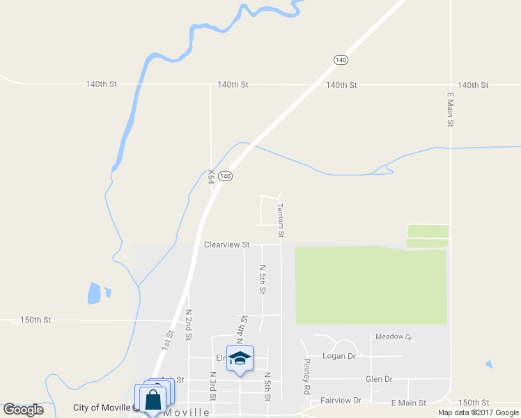 map of restaurants, bars, coffee shops, grocery stores, and more near Park Ridge Place in Moville