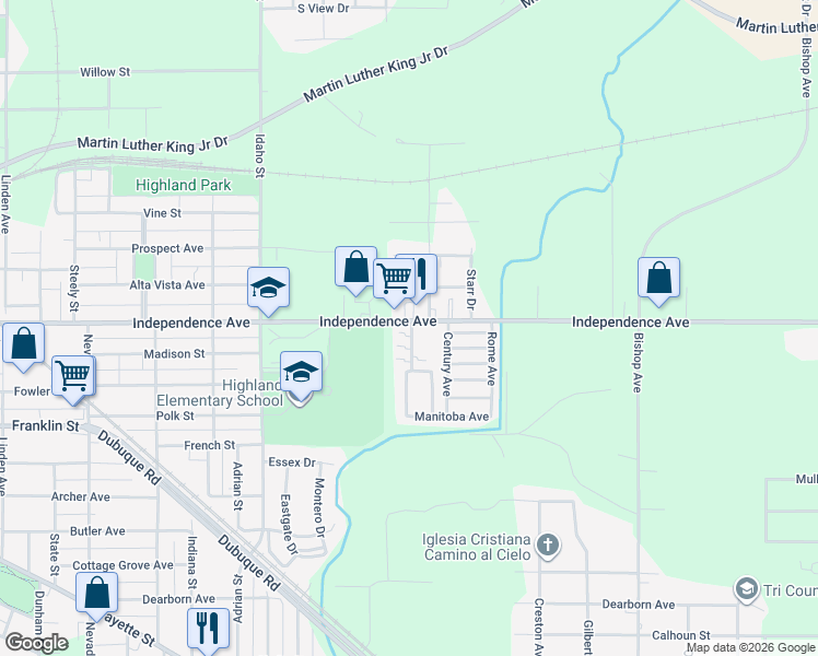 map of restaurants, bars, coffee shops, grocery stores, and more near 18 Toland Avenue in Waterloo