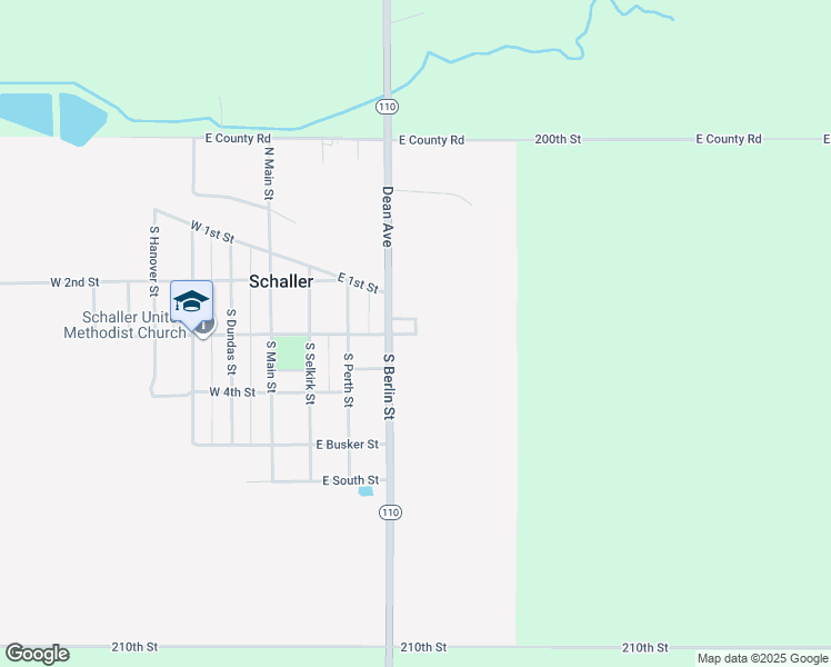 map of restaurants, bars, coffee shops, grocery stores, and more near 499 East 3rd Street in Schaller