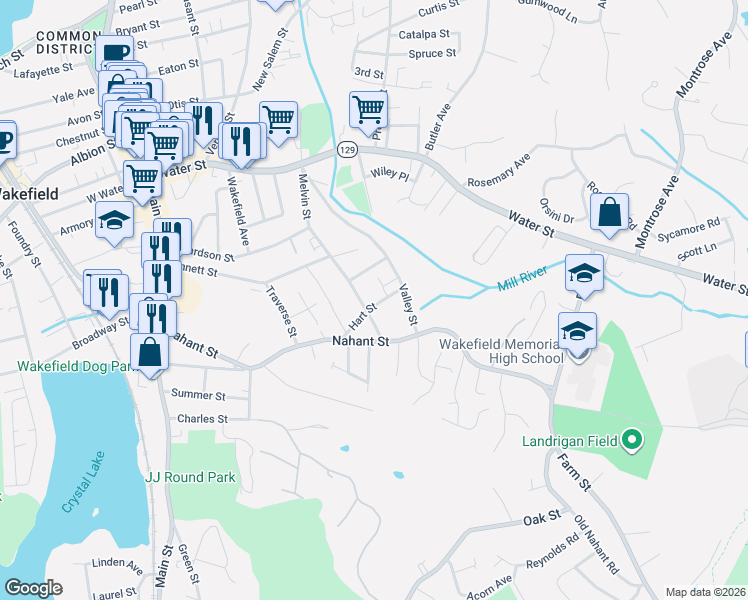 map of restaurants, bars, coffee shops, grocery stores, and more near 8 Hart Street in Wakefield