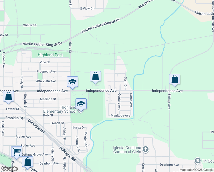 map of restaurants, bars, coffee shops, grocery stores, and more near 1403 Bowers Street in Waterloo