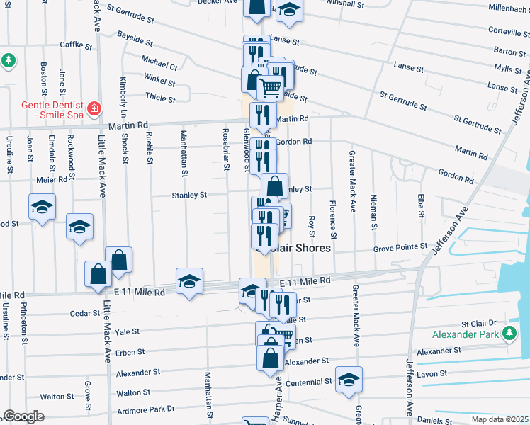 map of restaurants, bars, coffee shops, grocery stores, and more near 28010 Harper Avenue in St. Clair Shores