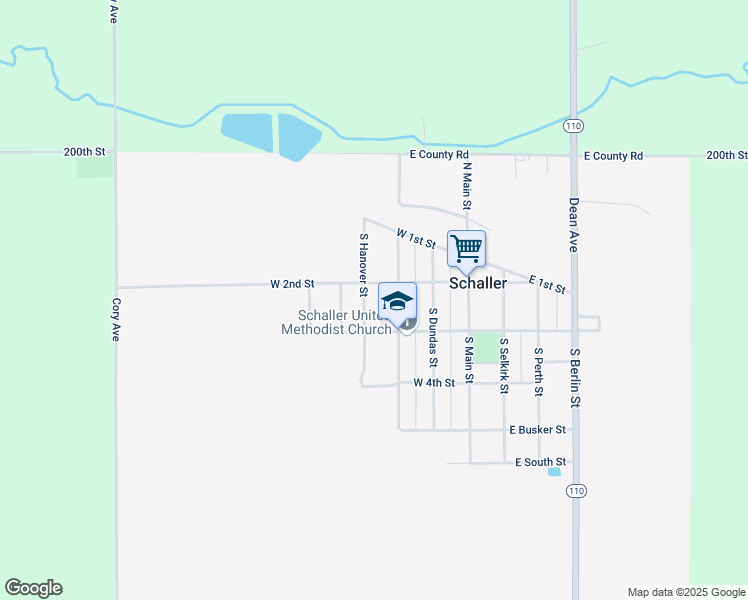 map of restaurants, bars, coffee shops, grocery stores, and more near 200-298 S Hanover St in Schaller