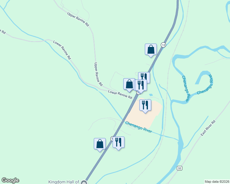map of restaurants, bars, coffee shops, grocery stores, and more near 101 Upper Ravine Road in Norwich