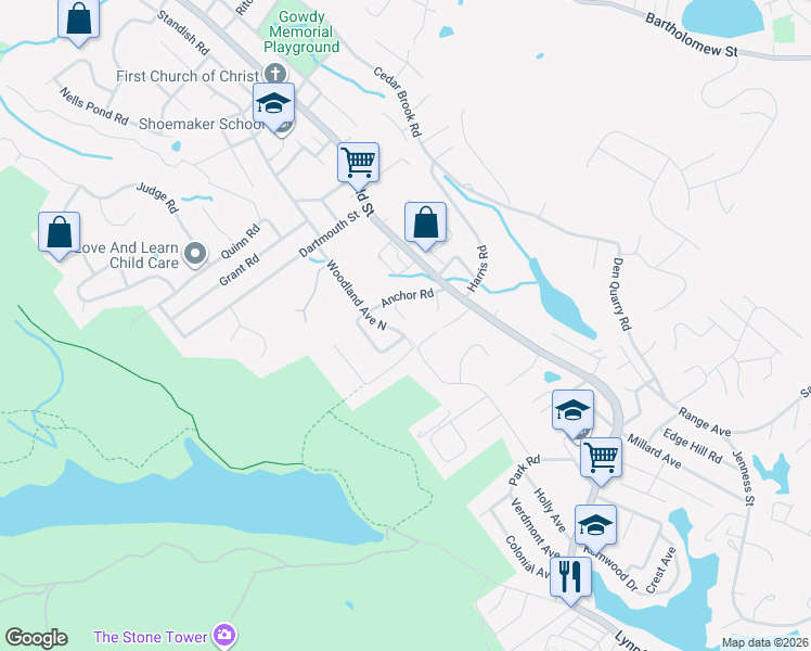 map of restaurants, bars, coffee shops, grocery stores, and more near 9 Hermon Road in Lynn