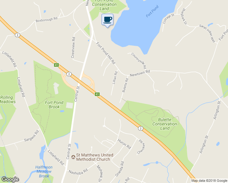 map of restaurants, bars, coffee shops, grocery stores, and more near 12 Lillian Road in Acton