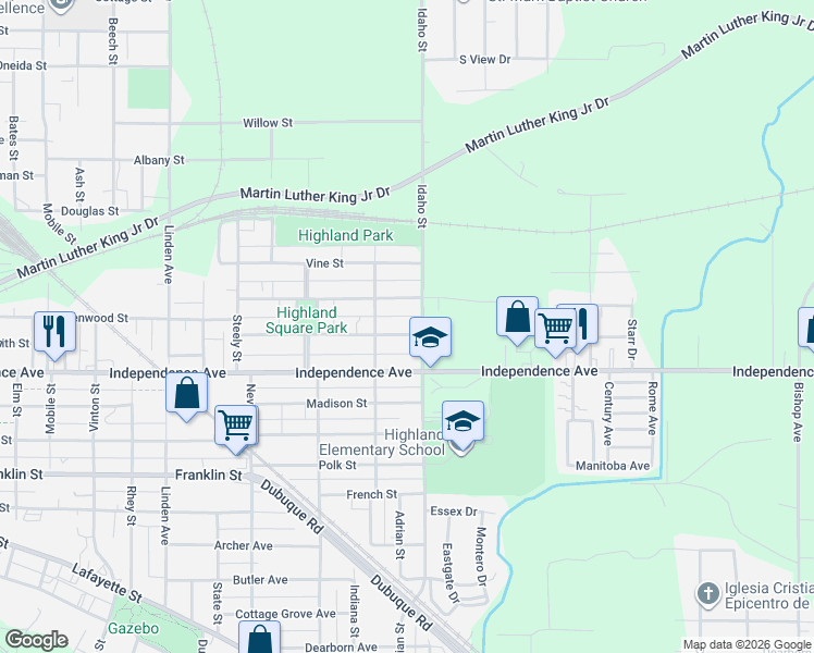 map of restaurants, bars, coffee shops, grocery stores, and more near 333 Alta Vista Avenue in Waterloo