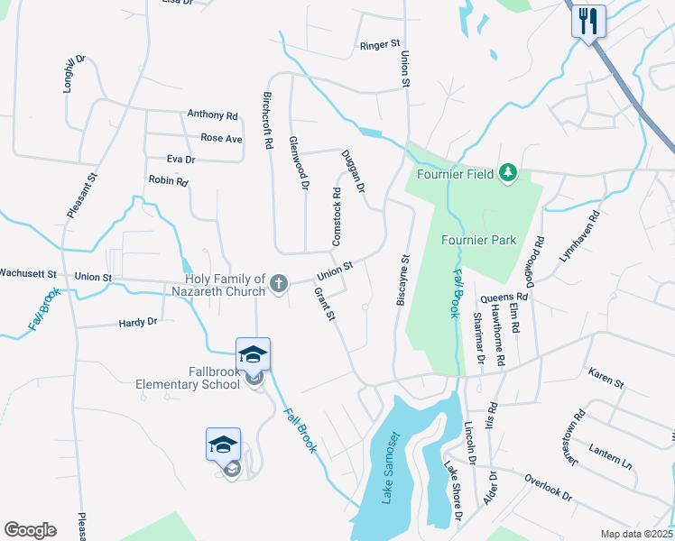 map of restaurants, bars, coffee shops, grocery stores, and more near 680 Union Street in Leominster