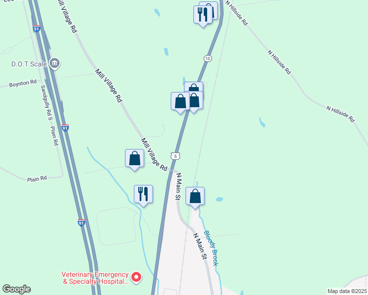 map of restaurants, bars, coffee shops, grocery stores, and more near 208 Greenfield Rd in Deerfield