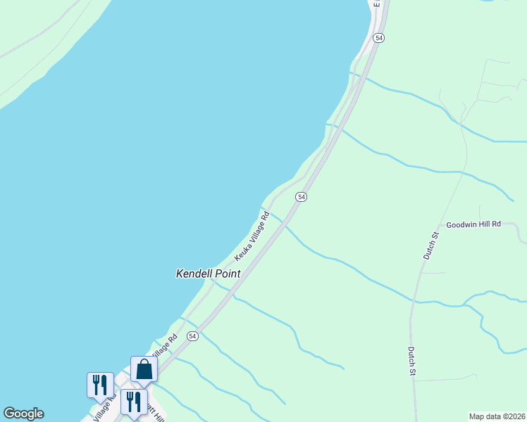 map of restaurants, bars, coffee shops, grocery stores, and more near 14681 Keuka Village Road in Dundee