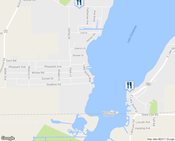 map of restaurants, bars, coffee shops, grocery stores, and more near 2920 Lake Shore Way in Twin Lakes